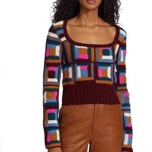 Sea New York Camryn Crochet Cropped Sweater Size S